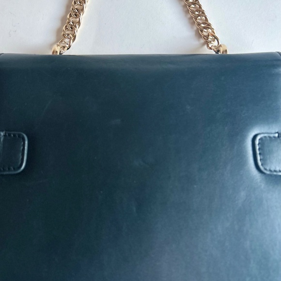 Versace Collecting Navy Genuine Leather Gold Chain Handbag Shoulder Bag - Picture 14 of 16